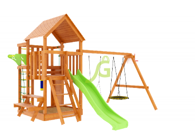 Детские комплексы с качелями - Детская площадка IgraGrad Крафт Pro 3 (скат 2,2)