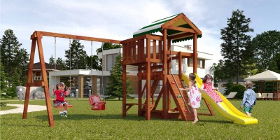Уличные игровые комплексы для дачи - Детская площадка Савушка Мастер 2 (Махагон)