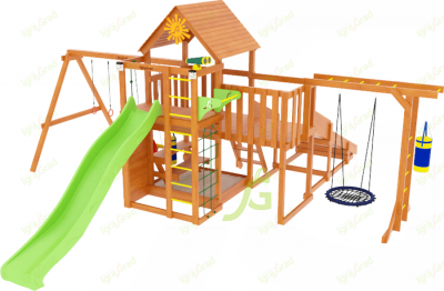 Детские комплексы с качелями - Детская площадка IgraGrad Крафт Pro 4 с зимней горкой