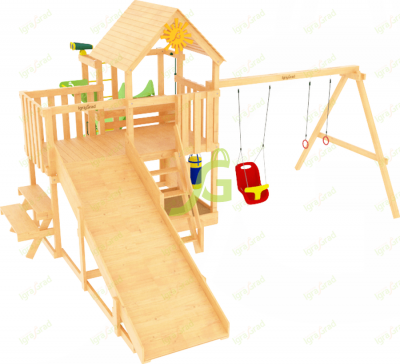 Детские комплексы с качелями - Детская площадка IgraGrad Крафт Pro 1 с зимней горкой без окраски