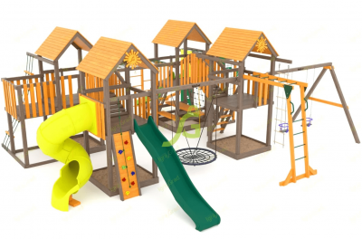 Деревянные детские площадки - Детская площадка IgraGrad Комбо Х2