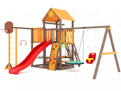 Уличные игровые комплексы для дачи - Детская площадка IgraGrad Панда Фани с балконом мод.1