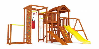 Деревянные детские площадки - Уличный комплекс для дачи Савушка Мастер 3 Семейная