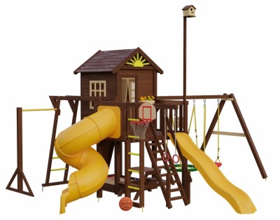 Детские площадки с горкой трубой - Игровая площадка с домиком Mark House 7