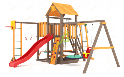 Уличные игровые комплексы для дачи - Детская площадка IgraGrad Панда Фани с балконом мод.2