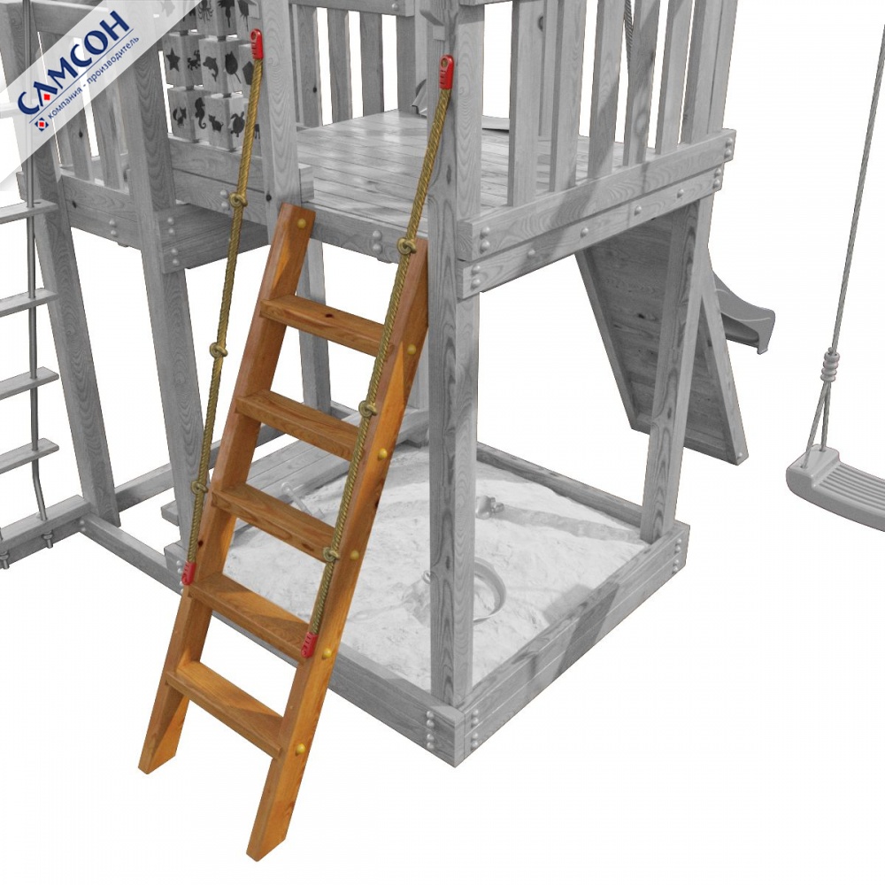 Комплектующие для детских площадок - Лестница с деревянными ступенями (для ДИП САМСОН)