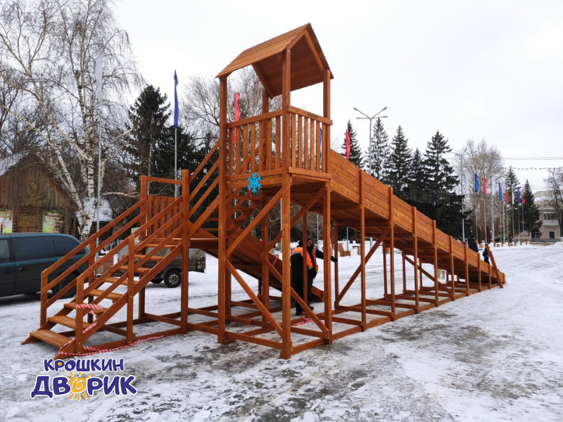 Товары - Зимняя деревянная горка Snow Fox 12 м с двумя горками