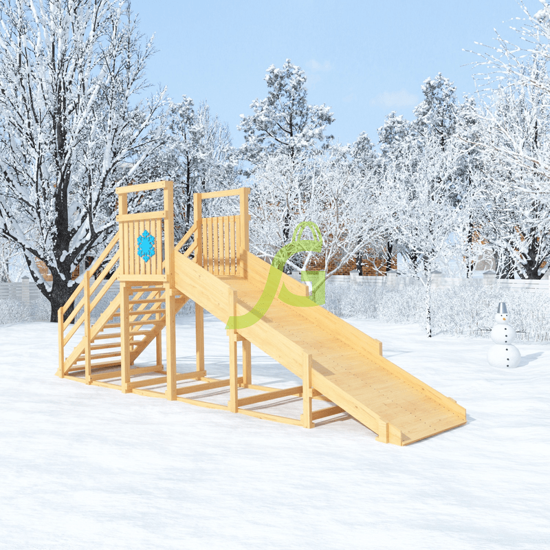 Товары - Детская деревянная горка зимняя "Снежинка", скат 4м без окраски