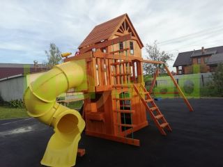 Premium - Деревянная детская площадка для дачи "Шато 2 с трубой"