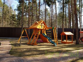 Premium - Деревянная детская площадка для дачи "Крепость с рукоходом" (Домик)