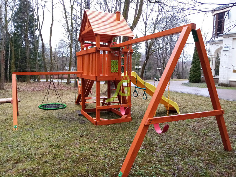 Premium - Деревянная детская площадка для дачи "Пиратский дом" (Дерево)