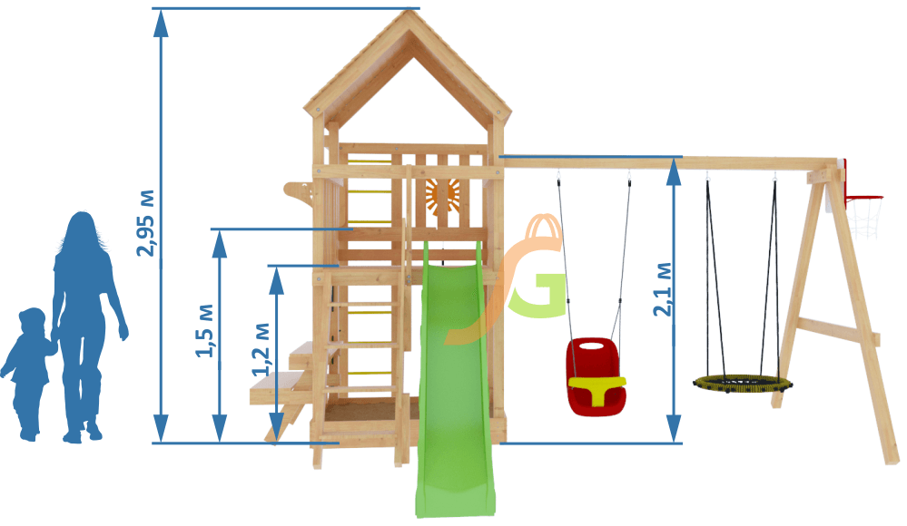 Товары - Детская площадка из дерева Крафт Pro 1 (DIU)