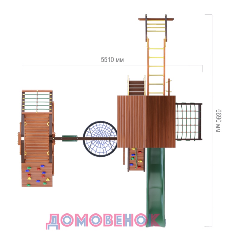 Товары - Игровой комплекс с качелями ДОМОВЕНОК ДЕЛЮКС