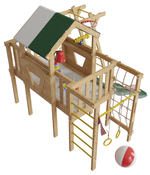 Детские спортивные комплексы для дома - Детский игровой чердак для дома и дачи Патрик