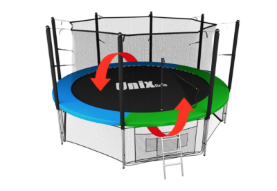 Пружинный батут с сеткой UNIX 10 FT GREEN / BLUE