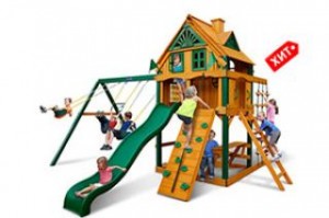 Детские игровые комплексы для улицы - Большой деревянный форт «Солнечный луч»