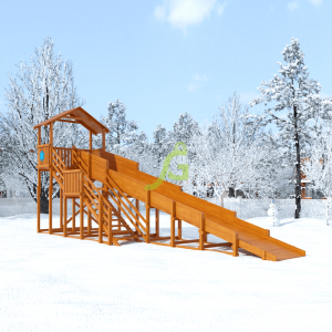 Деревянные зимние горки - Snow Fox ( Домик) скат 10 метров