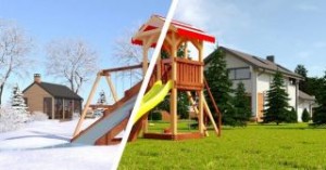 Детские комплексы с горкой и качелями - Детская площадка для дачи "Савушка "4 сезона" - 2"