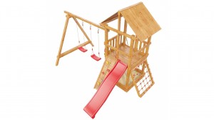 Детские игровые комплексы для улицы - СИБИРИКА С СЕТКОЙ детская деревянная площадка