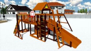 Деревянные зимние горки - Игровой комплекс МАРК 7 с зимней горкой
