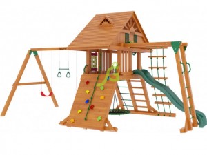Premium - Деревянная детская площадка для дачи "Крепость с рукоходом" (Домик)