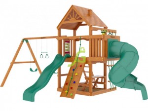 Premium - Деревянная детская площадка для дачи "Шато с трубой" (Дерево)