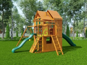 Детские игровые комплексы для улицы - "Великан 2" (Домик) деревянная детская площадка для дачи
