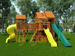 Детские игровые комплексы для улицы - "Великан 4" (Макси) Деревянная детская площадка для дачи