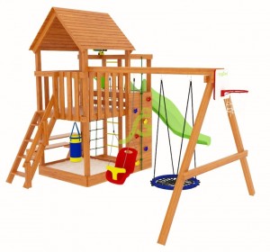 Детские комплексы с качелями - Крафт Pro 3 детская игровая площадка с качелями