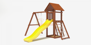 Детские комплексы с горкой и качелями - Детская спортивная площадка для дачи Савушка Мастер 7 (Махагон)