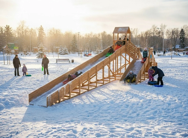 Товары - Зимняя деревянная горка Snow Fox 12 м с двумя горками