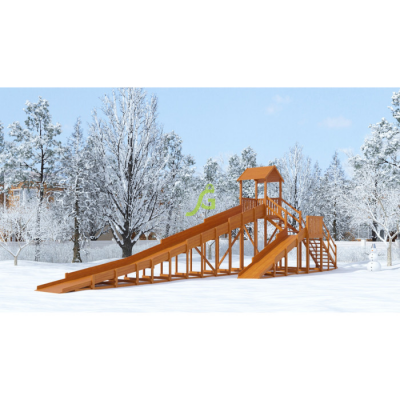 Товары - Зимняя деревянная горка Snow Fox 12 м с двумя горками