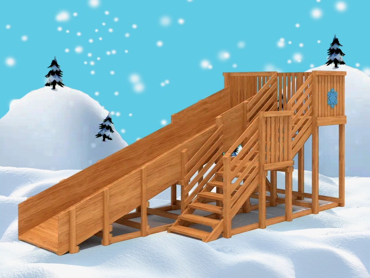 Товары - Детские зимние горки заливные 5,9 м "Snow Fox"