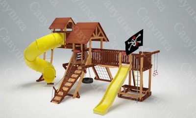 Детские площадки с двумя  башнями - Игровой комплекс Савушка Lux - 15