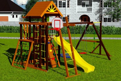 Детские комплексы с горкой и качелями - Детская площадка Марк 4