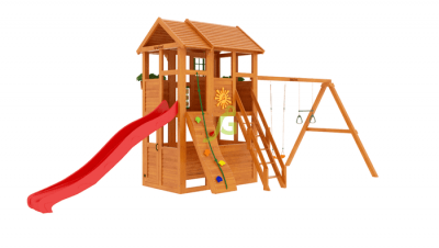 Детские комплексы с горкой и качелями - Детская площадка для дачи "Клубный домик 2"