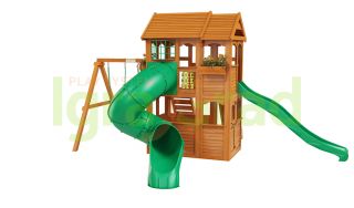 Детские площадки с домиком - Детская площадка для дачи "Клубный домик 2 с трубой"