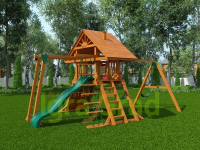 Товары - Деревянная детская площадка для дачи "Крепость с рукоходом" (Дерево)