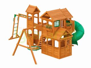 Детские комплексы с горкой - Детская площадка для дачи "Клубный домик Макси с трубой"