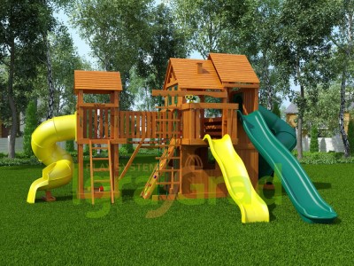 Детские комплексы с горкой - "Великан 4" (Макси) Деревянная детская площадка для дачи