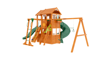 Детские площадки с домиком - Клубный домик 2 с трубой и рукоходом Luxe