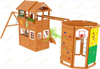 Уличные игровые комплексы для дачи - Детская площадка Клубный домик 2 с WorkOut Luxe