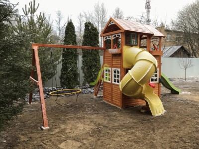 Детские комплексы с горкой - IgraGrad Клубный домик 2 с трубой Luxe