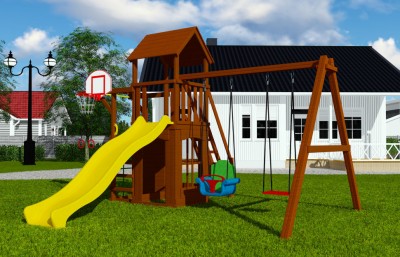 Детские площадки с домиком - Детская площадка "Космо 3"