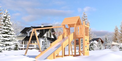 Детские площадки с зимней горкой - Детская деревянная площадка Савушка Мастер 9 (4 сезона)