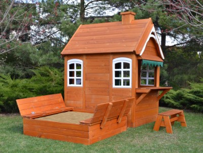 Товары - Деревянный домик для детей "Happy house 3" песочный дворик