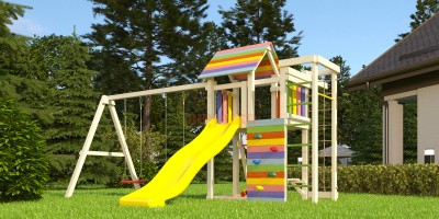 Детские комплексы с горкой и качелями - Детская площадка Савушка Мастер 10 (White Color)