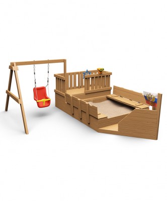 Маленькие детские площадки - Песочница Лодочка с качелями