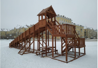 Товары - Зимняя деревянная горка Теремок (скат12м)