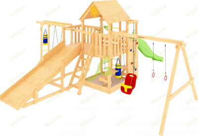Смотреть все детские комплексы - Детская площадка IgraGrad Крафт Pro 2 с зимней горкой